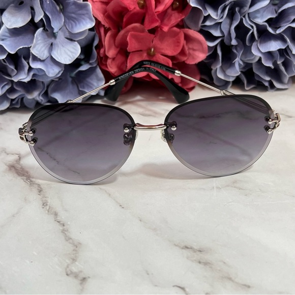 KINGSEVEN Retro Purple Gradient Rimless Teardrop Sunglasses - Picture 7 of 16